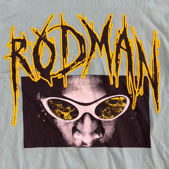 Rodman Apparel Dennis Rodman Worm Big Head Light Green Long Sleeve Shirt Medium - Picture 2 of 7